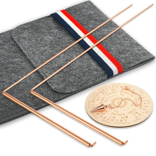 Yncotte 99.9% Copper Dowsing Rods - 2-Pack Divining Rods with Bag - Copper Bars Ghost Hunting Equipment & Witchcraft Divination Tools, Detect Gold, Water, Spirits, Upgrade Set