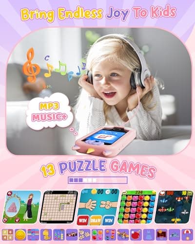 KOKODI Kids Smart Phone Toys, Birthday Gifts Unicorn Toddler Play Phone for Girls 3-10, Touchscreen HD Dual Camera Cell Phones for Kids, Travel Toys Preschool Learning Toy for Kid with 8GB SD Card - Thumbnail 6