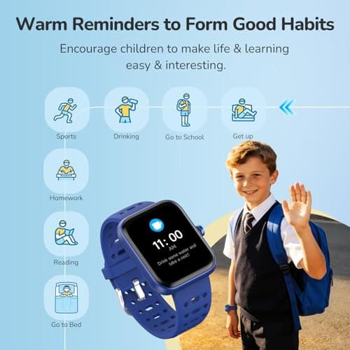 Smart Watch for Kids, Kids Smart Watch with Sleep, Heart Rate Monitor & Fitness Tracker, Kid Watch with Puzzle Games, Sports Modes & DIY Dials, Kid's Gifts for Birthday, Children's Day, Reward-Blue - Thumbnail 3