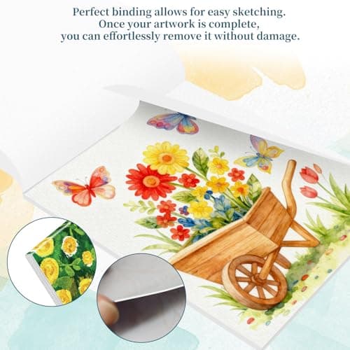 Elfew Flower & Landscape Watercolor Coloring Books for Adults & Beginners - Thumbnail 6