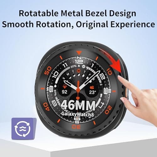 SDOCEBF Rotating Metal Bezel Case for Samsung Galaxy Watch 8 Classic 46mm - Thumbnail 2