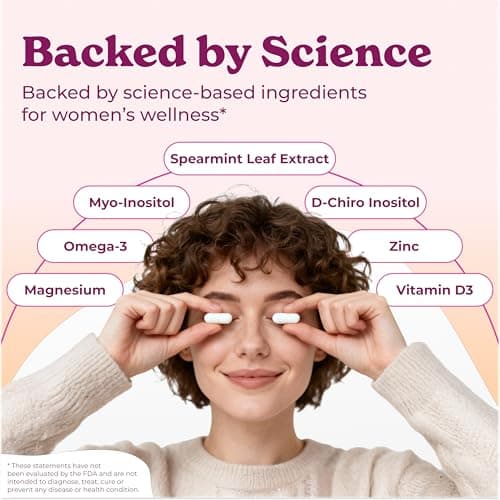 Myo-Inositol & D-Chiro Inositol 2000mg Per Serving for Women - Inositol 40:1 Formula with Spearmint, Vitamin D3, Zinc & Magnesium - Hormone Balance for Women, Ovarian Support - 120 Capsules - 3Packs - Thumbnail 5