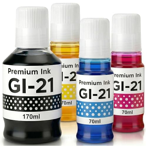 GI-21 G3270 Ink Bottles Replacment for Canon 21 GI-21 Ink Refill Bottles Set Compatible for Canon MegaTank G3260 G3270 G3290 G3272 G4280 G4270 G2270 G2260 G1220 G1230 Printer,4Pack - Image 1