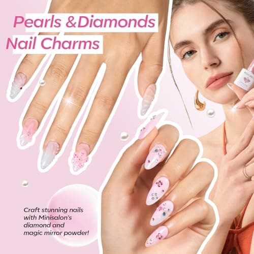 modelones Silver Cat Eye Gel Nail Polish Kit Jelly Pink White Sheer Nude French Gel Polish Set, Magnet Tools Pearl Chrome Powder Flatback Rhinestones Pearls, 4 Colors Gel Mini Salon Gift for Women - Thumbnail 5