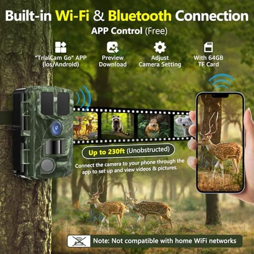 BoxLegend Trail Camera WiFi 4K 48MP with 64GB Memory Card Game Cameras with Night Vision Motion Activated Waterproof Trigger Speed Wide Angle for Outdoor and Backyard - Thumbnail 4