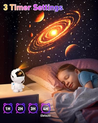 Astronaut Galaxy Projector,Star Projector with 12 Space Films,Galaxy Projector for Bedroom with Timer and 360°Rotating Magnetic Head,Planetarium projectors is Suitable for Kids and Adults (White) - Thumbnail 5