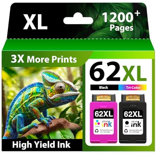 Starink Remanufactured 62XL Ink Cartridge Combo Pack Replacement for Ink 62 Ink Cartridges Black and Color Fit with Envy 7640 7645 5660 5540 5640 7644 OfficeJet 5740 5741 8040 200 250 258 Printer, 2P - Image 1