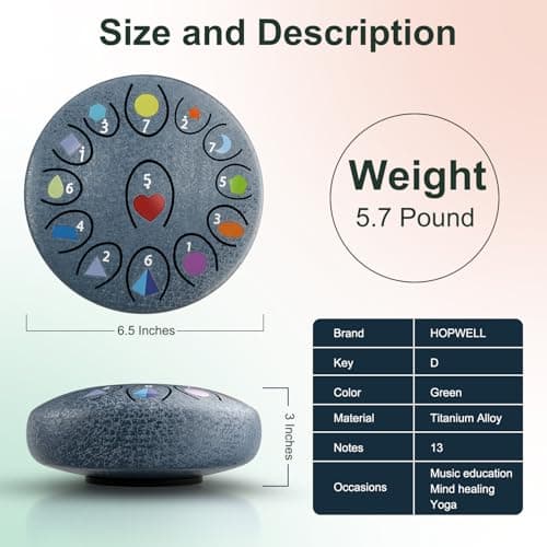 Rain Drum for Outside Garden, Steel Tongue Drum 6.8 Inch 13 Notes, Meditation Music Instrument, Meditation Outdoor, Unique and Unusual Gift Ideas, UV Printed Notes with Geometric Patterns(Navy) - Thumbnail 4