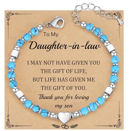 Btysun Daughter in Law Gifts, Gifts for Daughter in Law Beaded Bracelets for Women Gemstone Bracelet Christmas Gift for Daughters Stocking Stuffers for Teens - Image 1