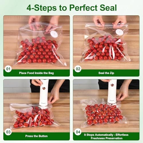 Zenlynk Compact Vacuum Sealer for Food, Portable Handheld Vacuum Sealer Food Saver Machine with 30 Reusable Bags & 4 Clips, Rechargeable Mini Bag Sealer for Meal Prep, Sous Vide and Kitchen Gadgets - Thumbnail 4