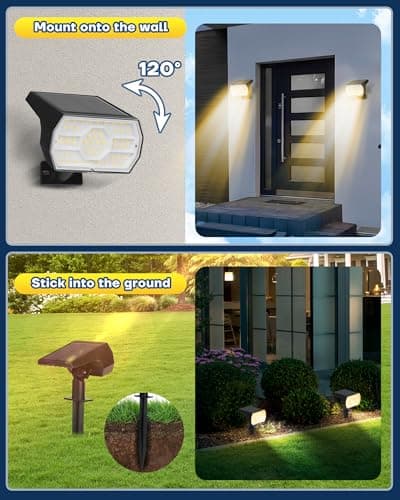 Kaxiida Solar Lights Outdoor Waterproof IP68, 3 Lighting Models Solar Powered Spot Lights Outdoor, 56LED Light Dusk to Dawn for Yard Patio Garden Pathway Landscape Lighting - Thumbnail 5