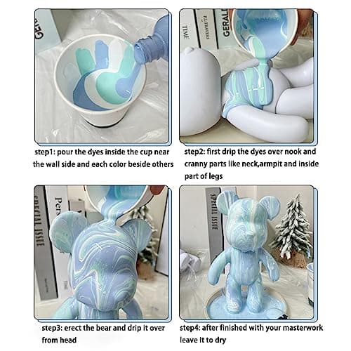 Coniuty DIY Fluid Bear + Keychain Creativity Paints Set for Home Decoration (Red+White+Pink 9inch) - Thumbnail 4