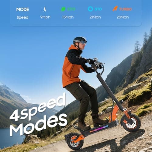 Electric Scooter aldults, 10" Tires, 1000W Brushless Motor, Top Speed 28 MPH, 28 Miles Max Range, Smart APP, Max 330lbs Load, 4.9in Display, Folding E Scooter（Upgraded Shock Absorption） - Thumbnail 5