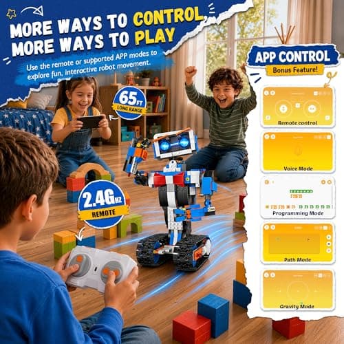 okk Robot Building Toys for Boys, STEM Projects for Kids Ages 6-12, Remote & APP Controlled Engineering Learning Educational Coding DIY Building Kit Rechargeable Robot Toy Gifts for Girls - Thumbnail 6