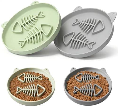 Zonopy Slow Feeder Cat Bowl, 2 PCS Silicone Cat Bowl, Slow Feeder Ideal for Dry and Wet Food, Easy to Clean, Interactive Puzzle Toy for Pets Food Training, Keeps Cats Busy,6.69" W*0.65" H - Image 1
