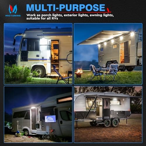 MICTUNING RV Porch Light, 9 Inch 54W LED Exterior Utility Awning Light 6000K, Aluminum Housing IP67 Waterproof Replacement Lighting for Trucks, Trailers Bus Marine Boats Campers - Thumbnail 6