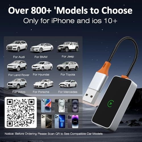 Wireless CarPlay Adapter 2024 Upgraded, Converts Factory Wired CarPlay to Wireless, Plug and Play Car Play Wireless Adapter, Fit for Cars with Built-in CarPlay from 2015 & for Apple iPhone iOS 10+ - Thumbnail 3