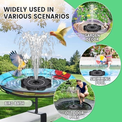 SZMP Solar Water Fountain with Flower Pattern No Battery,Faster Conversion Solar Bird Bath Fountains Glass Solar Panel,Solar Fountain for Bird Bath Garden Small Ponds Outdoor Décor - Thumbnail 6
