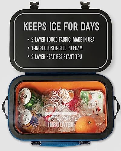 Novoto Magnetic Backpack Cooler, 21-Quart Capacity, Blue, Hands-Free Zipperless Design, 2-Inch TPU Foam Insulation, Portable & Sand-Resistant - Thumbnail 4