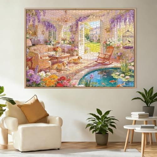 Garden Sunroom Retreat Puzzles for Adults 1000 Pieces,Impossible Hard Difficult Challenging Jigsaw Puzzles for Adults 1000 Pieces,Puzzle with Letters on Back,Recycled Paper Jigsaw Puzzle(27.6"x19.7") - Thumbnail 4