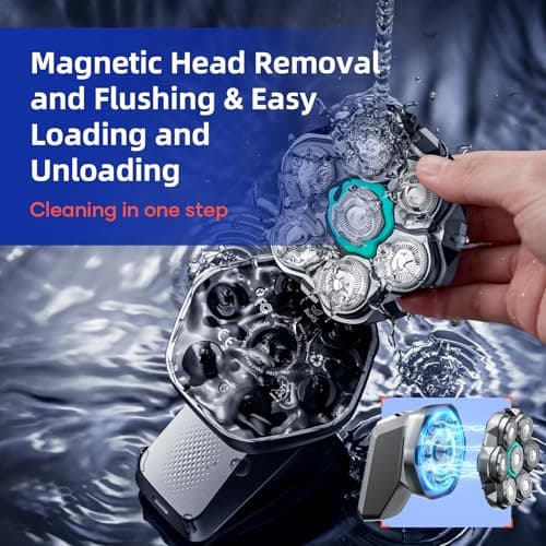 7D Head Shavers for Bald Men - kensen Upgrade 7D Head Shavers, Ergonomic Comfort-Grip Handle with 2 Speed Settings Long Battery Life Bald Razor IPX6 Waterproof Wet/Dry Shaving LED Display - Thumbnail 5