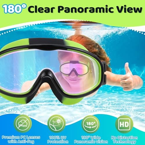2 Pack Kids Swim Goggles for 3-14, Fabric Strap Wide View Anti Fog& UV - Thumbnail 5
