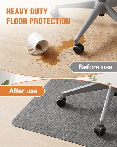 Carvapet Office Chair Mat for Hardwood Floor, 36x48 Inch Heavy Duty Floor Protector, Non Slip Desk Chair Mat for Rolling Computer Gaming Chairs, Easy to Clean Dark Grey - Thumbnail 3