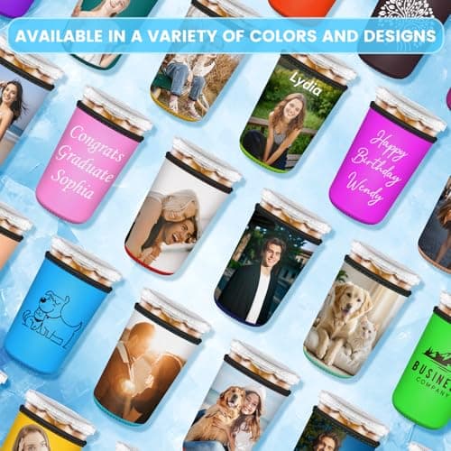 Custom Iced Coffee Sleeves with Your Text Logo or Image, Reusable Insulated Neoprene Cup Sleeve Personalized Beverage Holder Drink Sleeve for Bachelor Party Wedding Birthday (Large(32oz), 2PCS) - Thumbnail 5