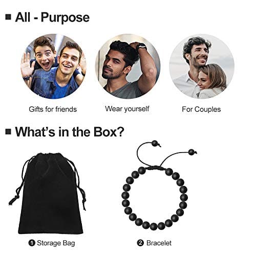 M MOOHAM Unique Gifts for Men Bracelets - Lava Rock Stone Tiger Eye Adjustable Bracelet for Men Who Want Nothing Beaded Bracelets Gifts - Thumbnail 3