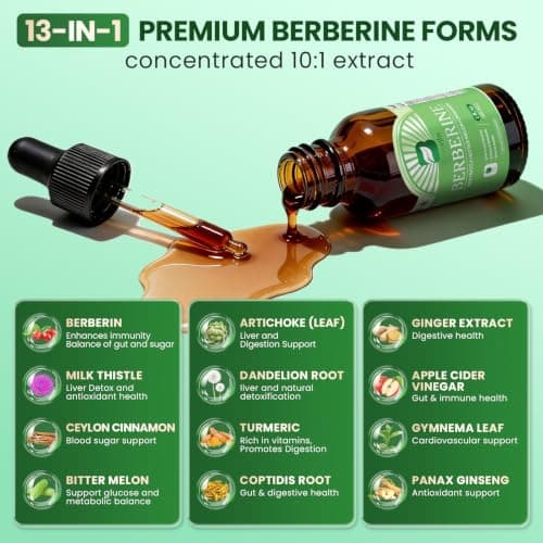 B BEWORTHS Berberine HCL Supplement with Ceylon Cinnamon - Berberine Phytosome Liquid Drops with Turmeric, Ceylon Cinnamon, Bitter Melon, Milk Thistle, Berberine Supplement for Digestion Support - Thumbnail 5