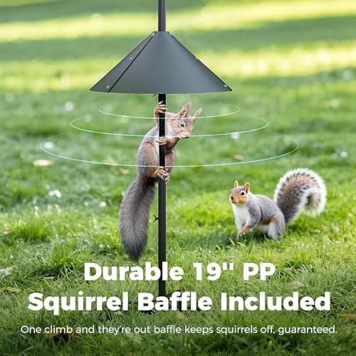 PerchMe Bird Feeder Pole with Squirrel Baffle, 91'' Inch Heavy-Duty Bird House Pole for Outdoors,Adjustable Height,Universal Mount Kit for Bird Feeder Camera &Bird House (Adapter Included) - Thumbnail 5