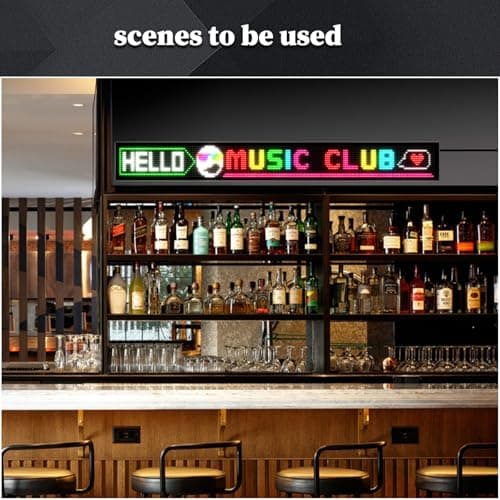 Large Programmable Indoor Windows LED Signs, P10 Resolution LED Sign,Bluetooth APP, for Cars Business Bars Gaming Rooms Restaurants Festivals (77"x 8") - Thumbnail 4
