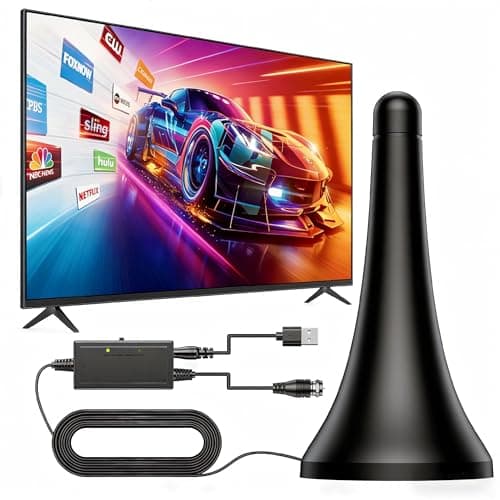 QIRUOZ Indoor Digital TV Antenna - Up to 200+ Miles Range, Amplified HD Signal Booster for Smart TVs | Supports 4K 1080P Free Local Channels, Easy Setup with 10ft Coax Cable
