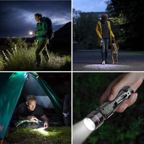 WdtPro 2 Pack Flashlights Rechargeable, Bright Mini LED Pocket Flash Lights with Clip, Zoomable, Dual Switch, 5 Modes, Waterproof Flashlight for Camping Outdoor Home Emergency (Battery Included) - Thumbnail 6