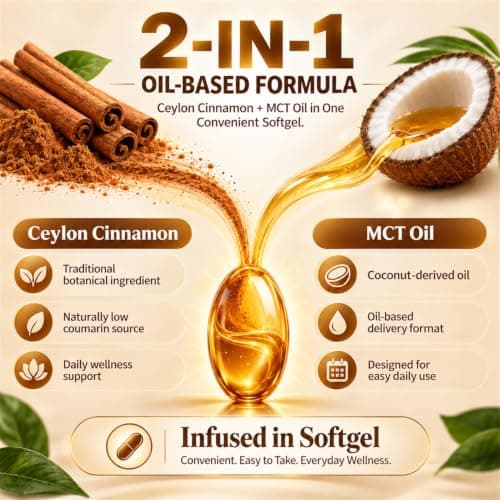 Zoone Ceylon Cinnamon Softgels with MCT Oil, Herbal Extract, 300 Softgels - Thumbnail 4