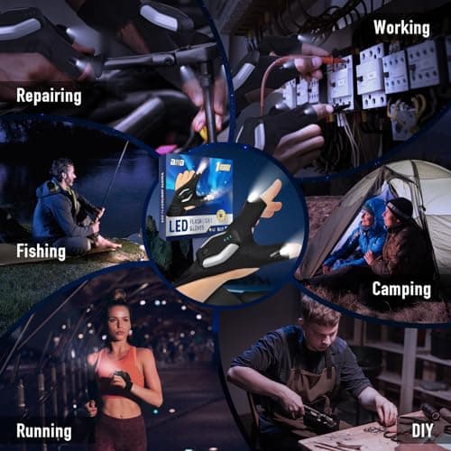 BIIB Fathers Day Mens Gifts for Husband Dad Rechargeable Flashlight Gloves, Birthday Gifts for Men Dad Grandpa, Fathers Day Gift from Daughter Son Wife, Cool Gadgets Camping Fishing Essentials - Thumbnail 4