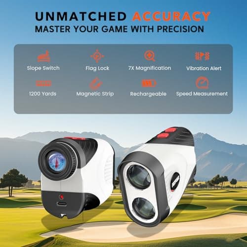 Golf Rangefinder with Slope,1200 Yards Laser Range Finder Golfing,7X Magnification,Flag Lock Vibration,Rechargeable Range Finders with Magnet Stripe,Continuous Scan Mode,High Precision Measurement. - Thumbnail 2