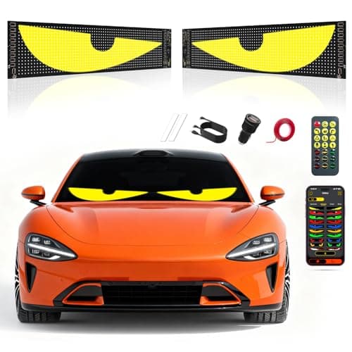 Devil's Eye for Car 2-Pack:14.7"x3.6" Programmable ojos led para carro Windshield Display for Sedans, SUVs & Medium Trucks - USB-Powered LED Matrix Panel, Remote/App Control, Custom Car Sign - Image 1