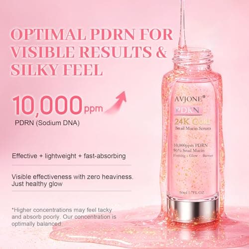 AVJONE PDRN Serum with 24K Gold & 5-Peptide Complex – Regenerating Facial Essence with Polynucleotide, Salmon PDRN, Gold Particles & Peptides – For Fine Lines, Dullness & Firmness 1.7oz - Thumbnail 4