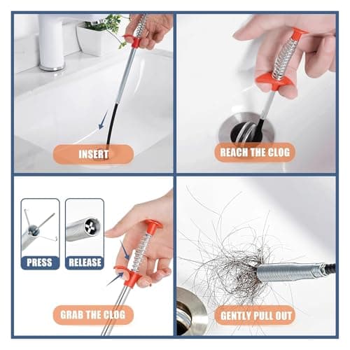 Ehigta 116 Inch Drain Snake with 4 Claws, Flexible Hair Drain Clog Remover Tool, Plumbing Snake Drain Auger for Sink, Shower, Toilet, Bathtub, Drain Grabber Tool for Pipe Unclogging - Thumbnail 5