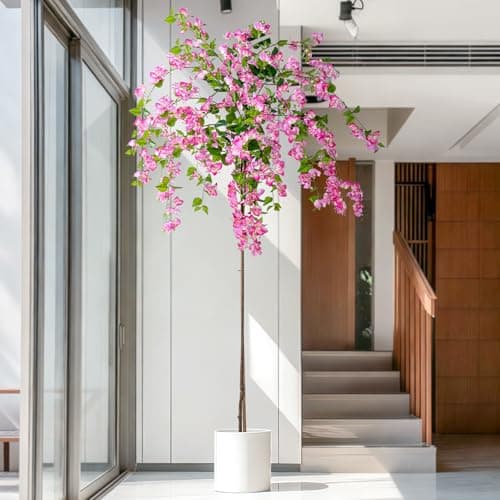 Erimda 7.2FT Artificial Bougainvillea Tree Artificial Tree Tall Potted Fake Bougainvillea Trees for Outdoor Indoor Lifelike Potted Faux Plants with Wood Trunk and Flowers Office Wedding Home Decor - Thumbnail 5
