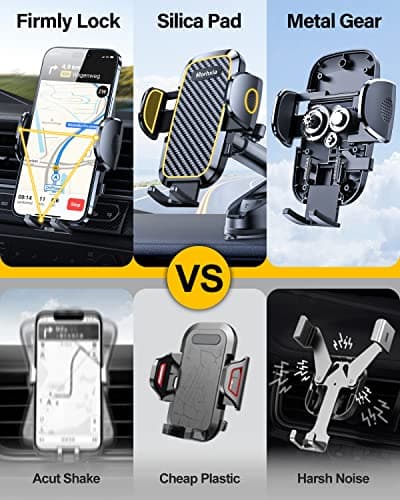 Rorhxia 3-in-1 Phone Mount for Car [2025 Most Stable and Flexible Suction Cup] Vent Dashboard Windshield Cell Phone Holder Car Fit for iPhone, Samsung, All Phone - Thumbnail 5
