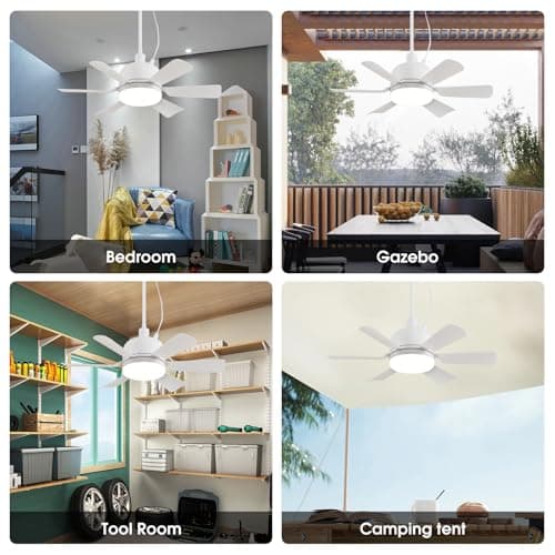 AHAWILL Outdoor Ceiling Fans with Lights,18" Gazebo Fan with Hanging Hook,Plug in Ceiling Fan,3CCT Dimmable,Portable Fan for Patios,Tent,Camping.White - Thumbnail 6