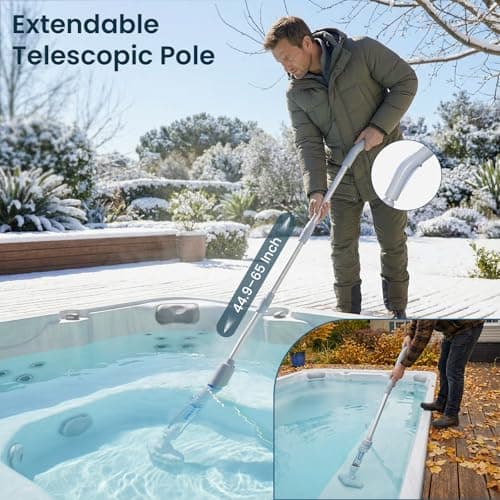 Handheld Spa Hot Tub Vacuum, Cordless Spa Vacuum Cleaner with 2 Brush Heads and Telescopic Pole, Up to 3 Hours of Runtime, Rechargeable Small Pool Vacuum for Above Ground Pool Inground Pools Hot Tubs - Thumbnail 5