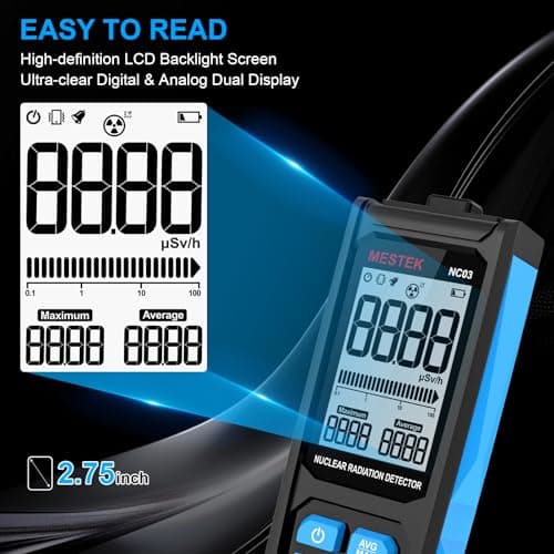Nuclear Radiation Detector, MESTEK Geiger Counter Dosimeter Radiation Detector with Digital & Analog Dual Display, Portable Beta Gamma X-ray Monitor Meter, Rechargeable - Thumbnail 6