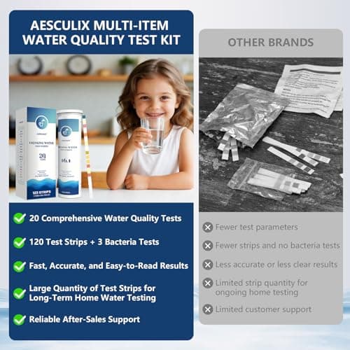 20 in 1 Water Tester for Drinking Water, Well Water Testing Kit, Suitable for Household Tap Water, Natural Water Quality Testing, Can Detect Water Hardness, Chlorine, Lead, Ph, Etc. (123 Test Strips) - Thumbnail 4