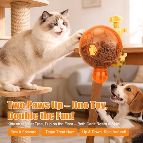 AOFANPET Cat Slow Feeder Puzzle Toy with Clamp Mount, Interactive Spinning Ball Treat Dispenser, Adjustable Feeding Openings for Dry Food, Enrichment Food Dispenser for Indoor/Outdoor, Cats/Small Dogs - Thumbnail 6