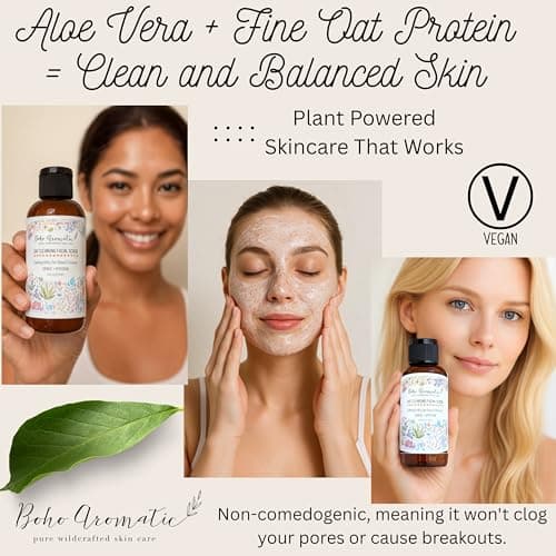 Exfoliating Face Scrub for Dry & Sensitive Skin – Gentle Oatmeal Facial Exfoliator & Cleanser, Soothing Milky Oat Polish, Hydrating Physical Scrub – Boho Aromatic - Thumbnail 4