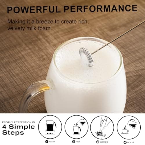 2 Pack Electric Milk Frother Wand, Black | Powerful Motor for Fast Creamy Froth, Easy Clean, Coffee, Latte, Matcha, Hot Chocolate - Thumbnail 3