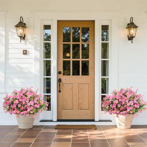U'Artlines Artificial Flowers for Outdoors, 16 Bundles Fake Flowers Realistic Pansies Plants with Eucalyptus, UV Resistant Silk Flower for Outside Planter Porch Garden Patio - Thumbnail 2